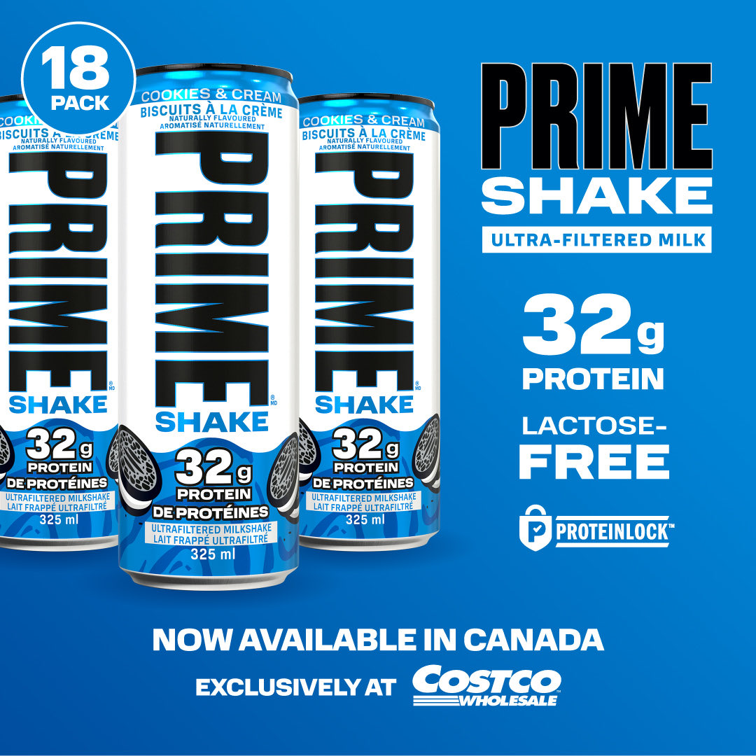 PRIME Cookies & Cream Protein Shake launches in Canada with Costco 18-pack