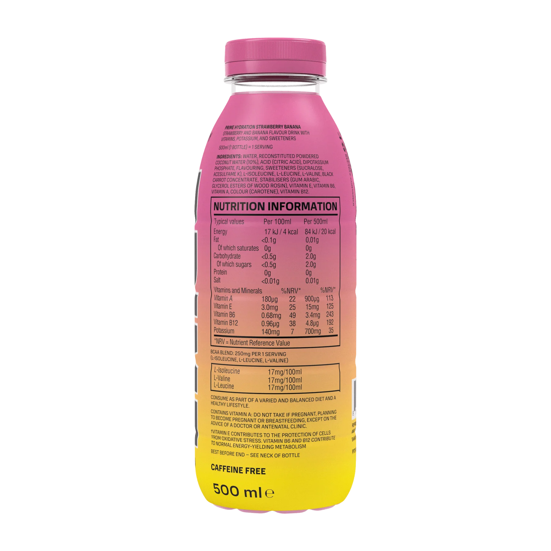 PRIME Hydration Strawberry Banana - 16.9 fl.oz (500ml) USA Bottle image 1