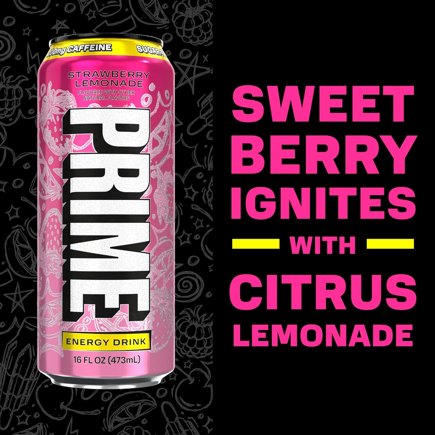 PRIME Energy Drink – Strawberry Lemonade | NEW &amp; RARE FLAVOUR | 200mg Caffeine | Sugar Free (Pre-Order) image 5