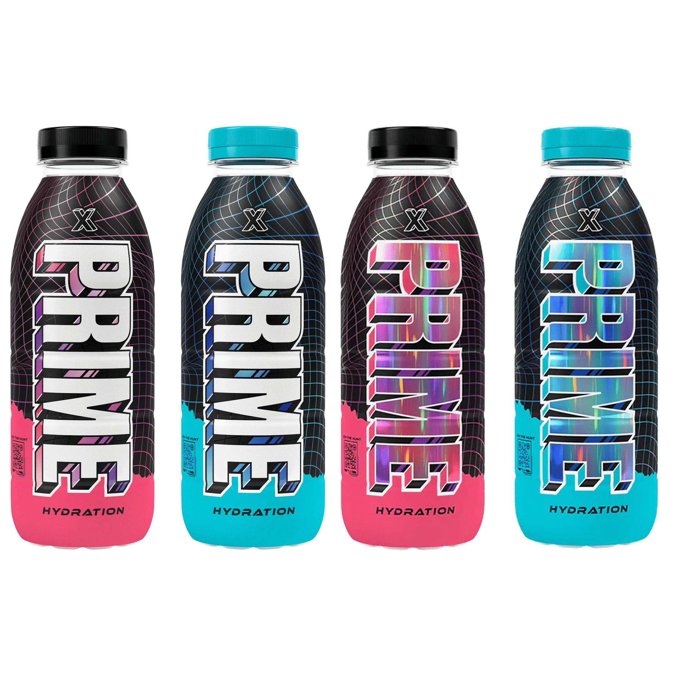 PRIME Hydration X Blue & Pink RARE HOLO Limited Edition FULL Bundle x4 ...
