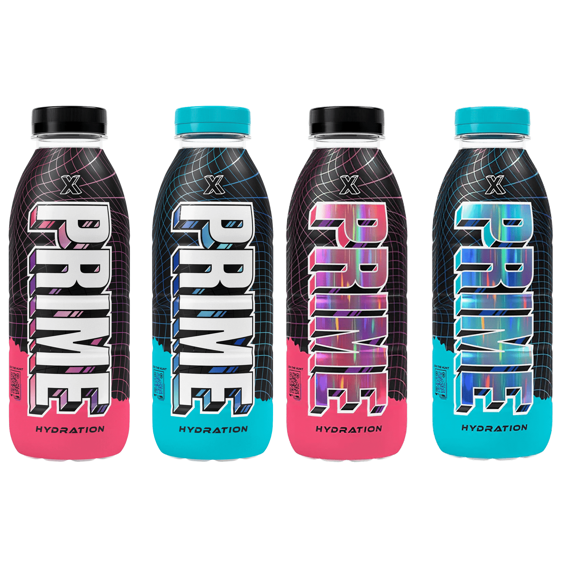 PRIME Hydration X Blue & Pink RARE HOLO Limited Edition FULL Bundle x4 Bottles (UK) image 0