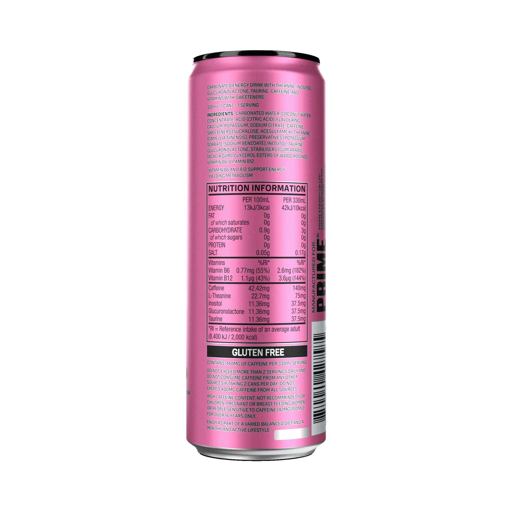 PRIME Energy Strawberry Watermelon - (330ml) UK Can image 1