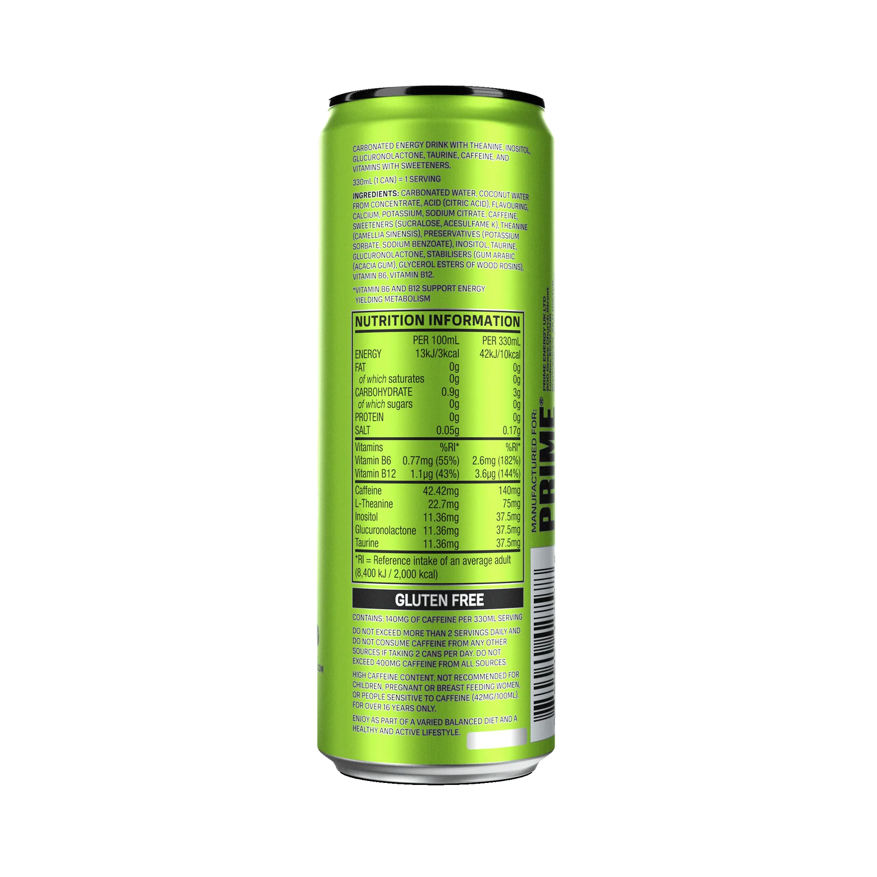 PRIME Energy Lemon Lime - (330ml) UK Can image 1